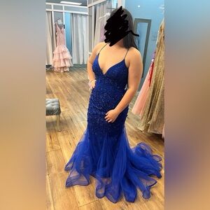 Elegant Sapphire Blue Prom Gown